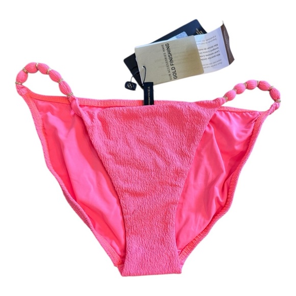 VIX PAULA HERMANNY Firenze Beads Cloqué Lowrise Bikini Briefs - Red NWT - Picture 2 of 7